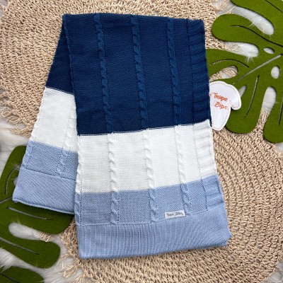 Saída de Maternidade 3 Peças Lucas - Azul Bebê e Azul Jeans